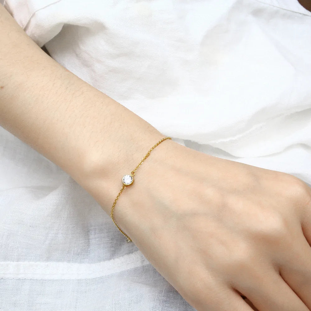 Minimalism Crystal Women Bracelets Gold Color Chain Short Small Bangles for Ladies bracelet femme Fashion Hand Jewelry