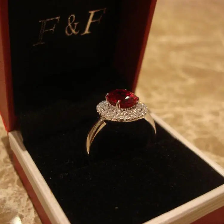 Designer Original Diamond Ruby Adjustable Engagement Rings for Women Retro Light Luxury Charm Ladies Brand Silver Jewelry