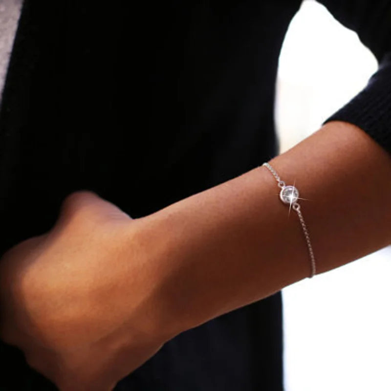 Minimalism Crystal Women Bracelets Gold Color Chain Short Small Bangles for Ladies bracelet femme Fashion Hand Jewelry