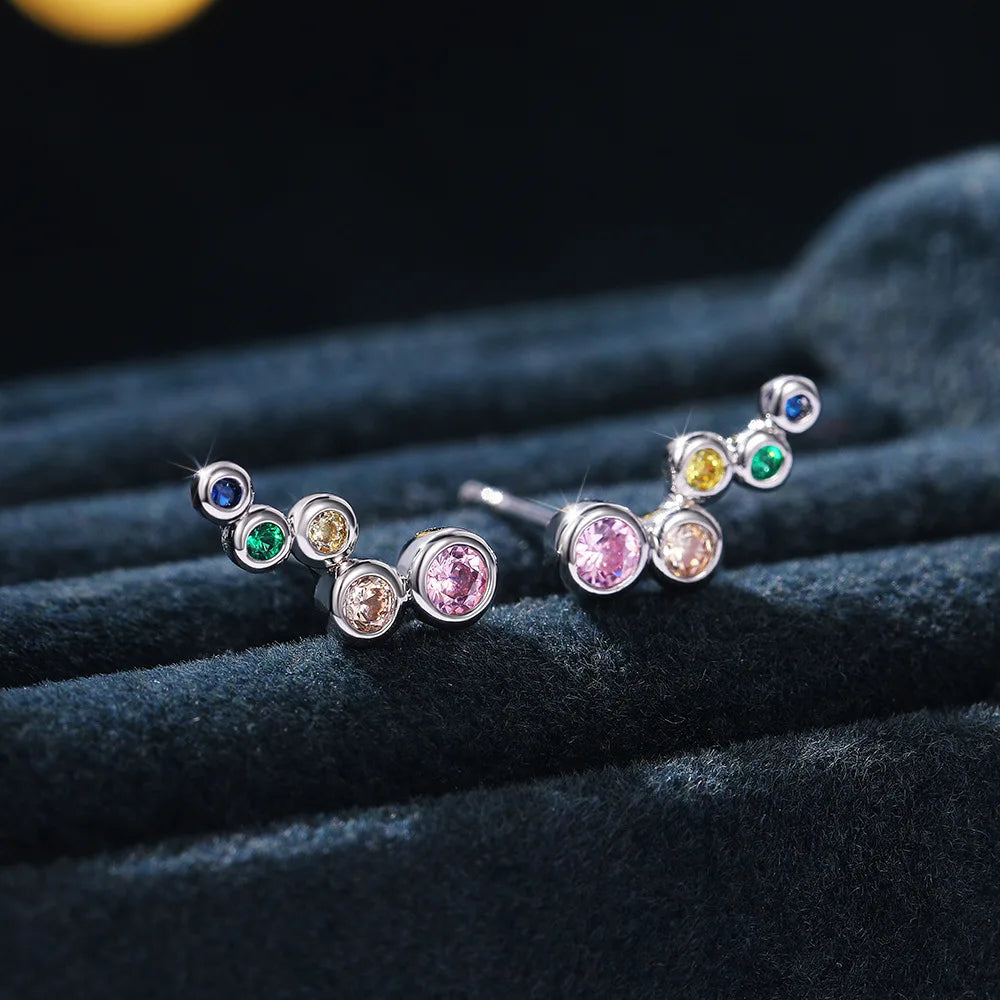 2021 Fashion Round Zircon Stud Earrings For Women 925 Silver Needle Crystal Wedding Earrings Bridal Jewelry Gift Brinco