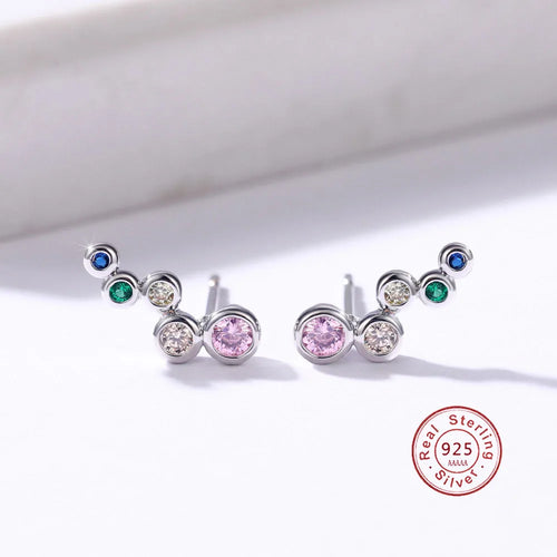 2021 Fashion Round Zircon Stud Earrings For Women 925 Silver Needle Crystal Wedding Earrings Bridal Jewelry Gift Brinco