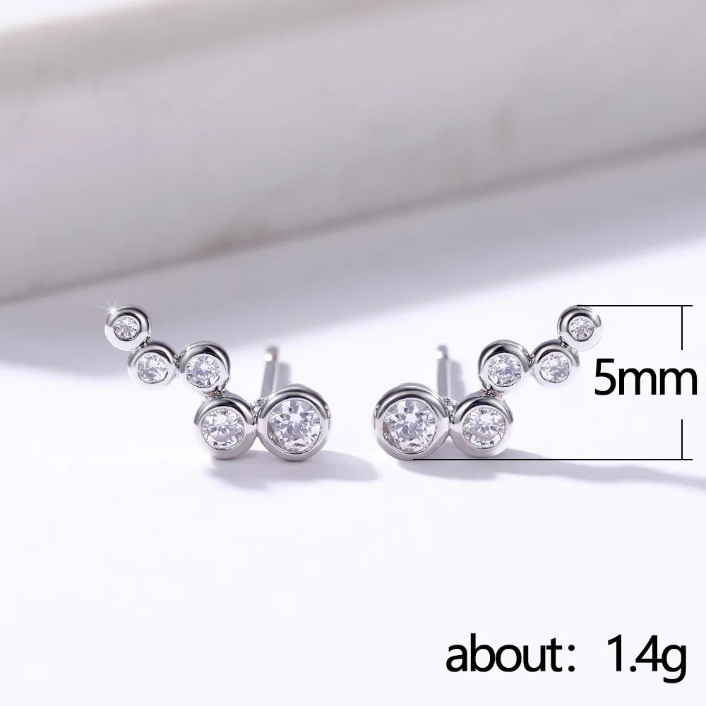 2021 Fashion Round Zircon Stud Earrings For Women 925 Silver Needle Crystal Wedding Earrings Bridal Jewelry Gift Brinco