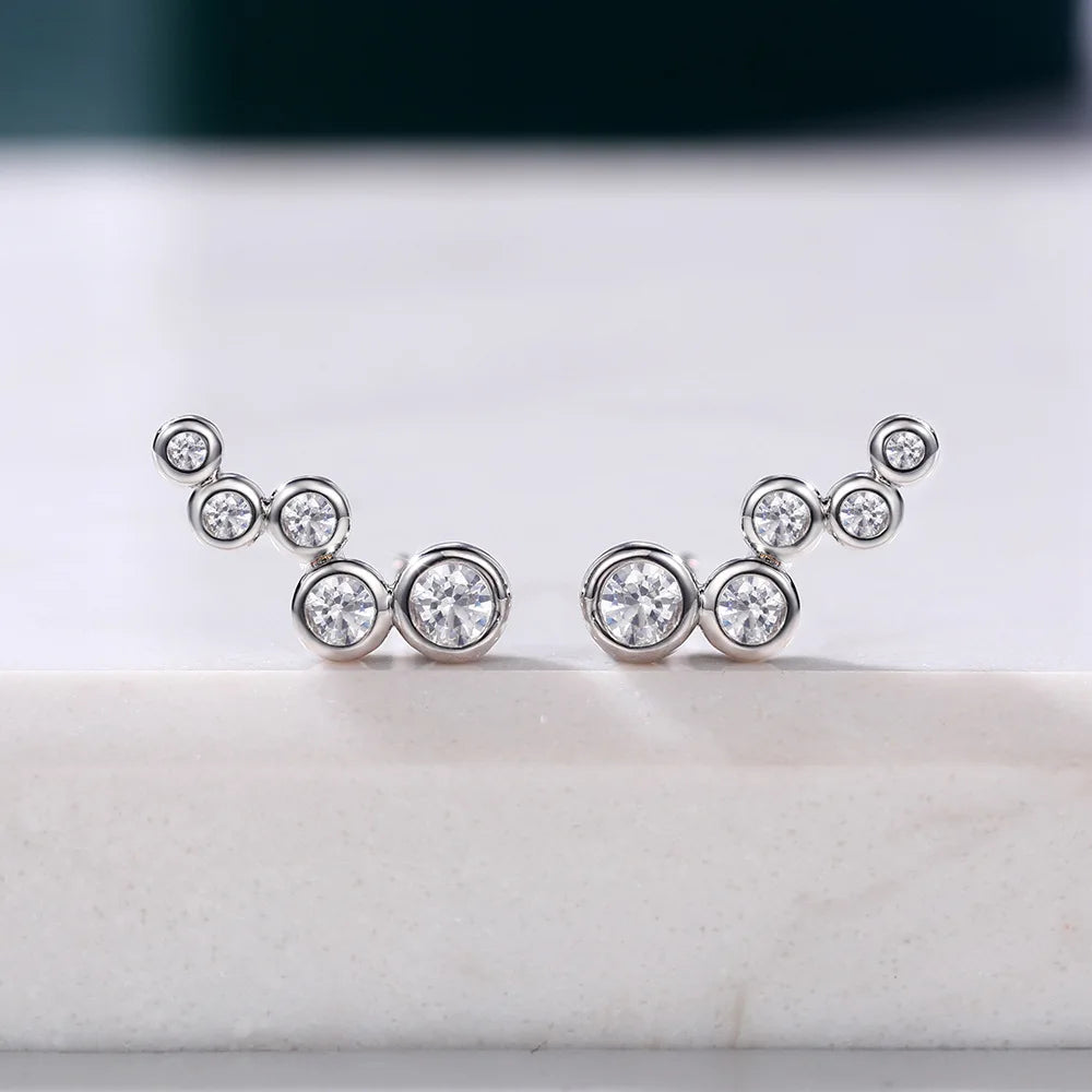 2021 Fashion Round Zircon Stud Earrings For Women 925 Silver Needle Crystal Wedding Earrings Bridal Jewelry Gift Brinco
