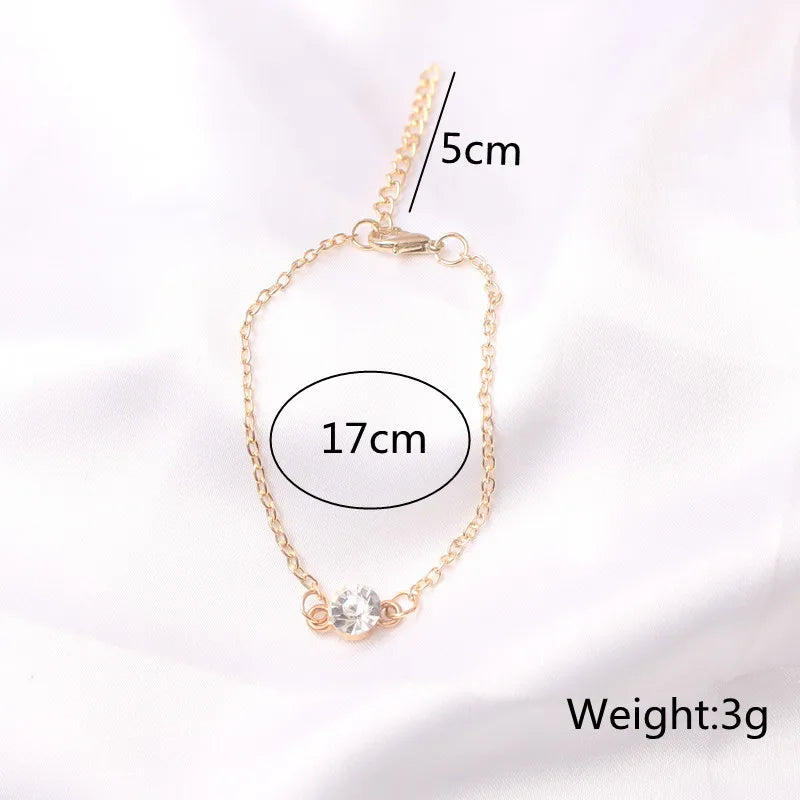 Minimalism Crystal Women Bracelets Gold Color Chain Short Small Bangles for Ladies bracelet femme Fashion Hand Jewelry