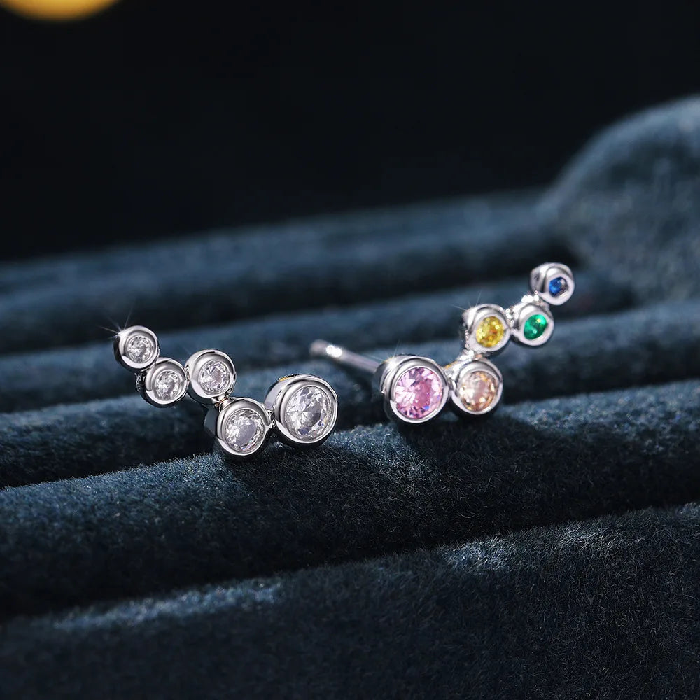 2021 Fashion Round Zircon Stud Earrings For Women 925 Silver Needle Crystal Wedding Earrings Bridal Jewelry Gift Brinco