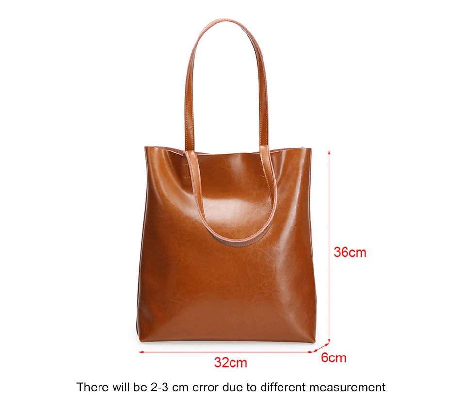 Cow Leather Bag Ladies Genuine Leather Handbags Big Women Bag Large Vintage Female 2023 Office Hand Shoulder Bags For Women Tote