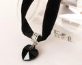 Retro Europe And The United States Top Quality Heart - Shaped Crystal Pendant Lace Black Peach Necklace Jewelry Wholesale 2020