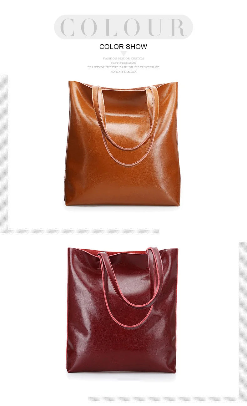 Cow Leather Bag Ladies Genuine Leather Handbags Big Women Bag Large Vintage Female 2023 Office Hand Shoulder Bags For Women Tote