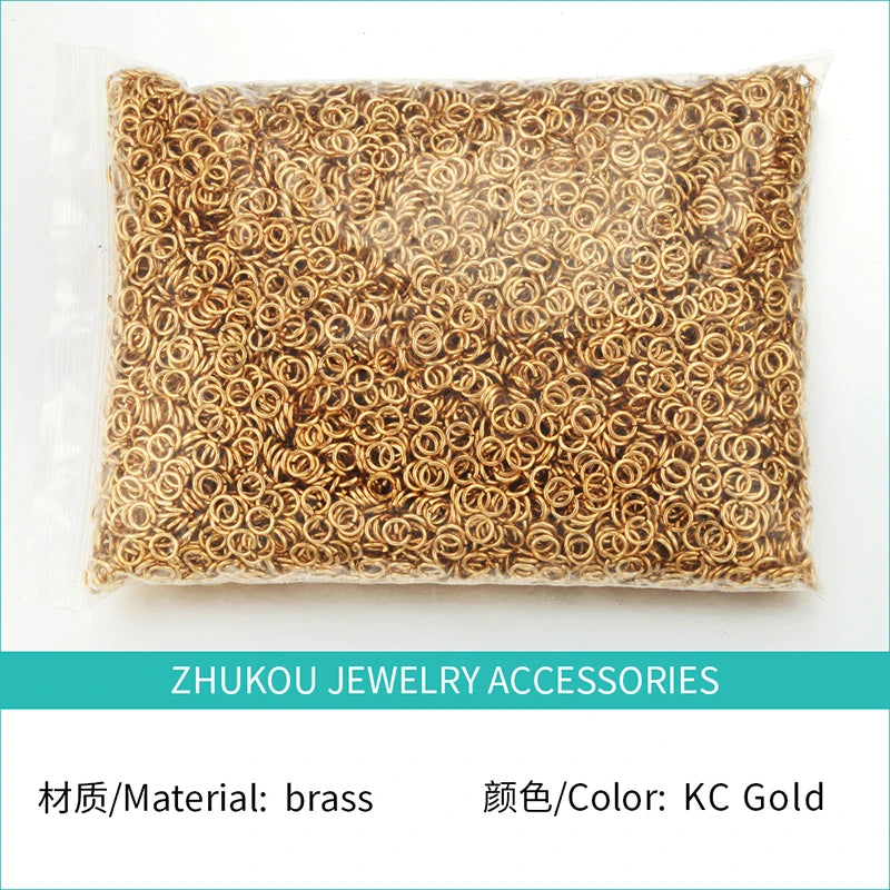ZHUKOU 200pcs/lot 4 5 6 7 8 Jump Rings Gold color Split Rings Connectors For Diy Jewelry Finding Making Accessories Wholesale