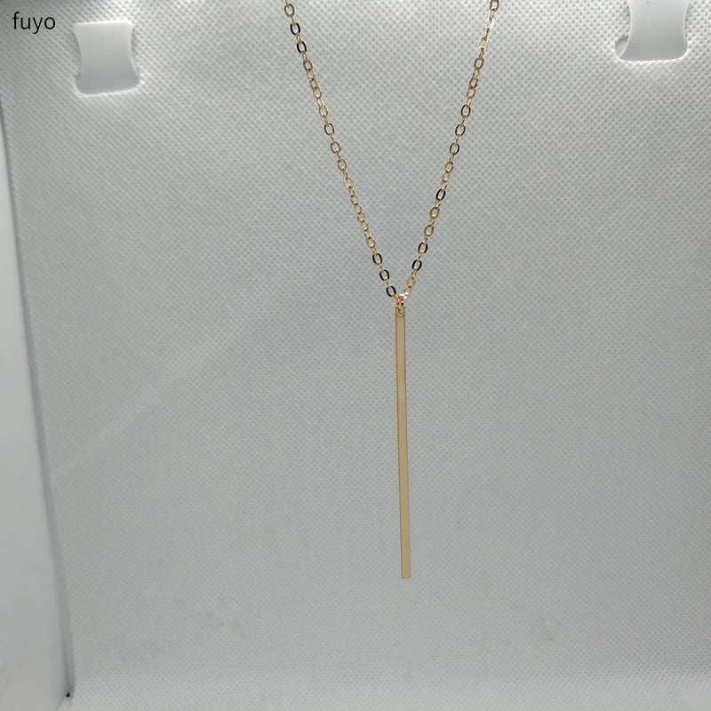 Hot Simple Stick Pendant Bar Long Necklace Hollow Girl Long Link Chain Square Copper Necklaces Long Strip Jewelry for Women Gift