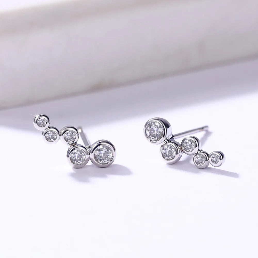 2021 Fashion Round Zircon Stud Earrings For Women 925 Silver Needle Crystal Wedding Earrings Bridal Jewelry Gift Brinco
