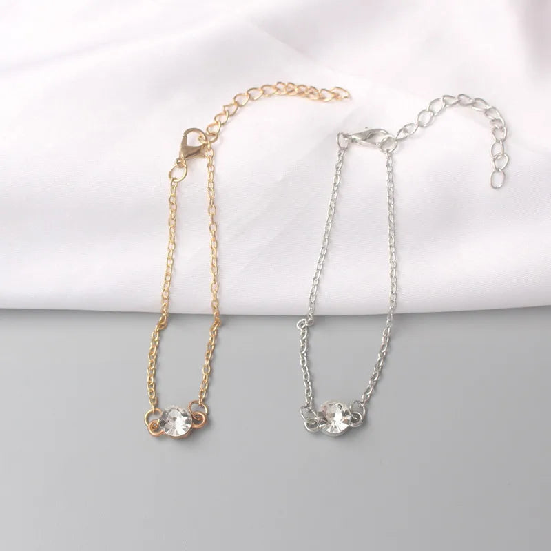 Minimalism Crystal Women Bracelets Gold Color Chain Short Small Bangles for Ladies bracelet femme Fashion Hand Jewelry