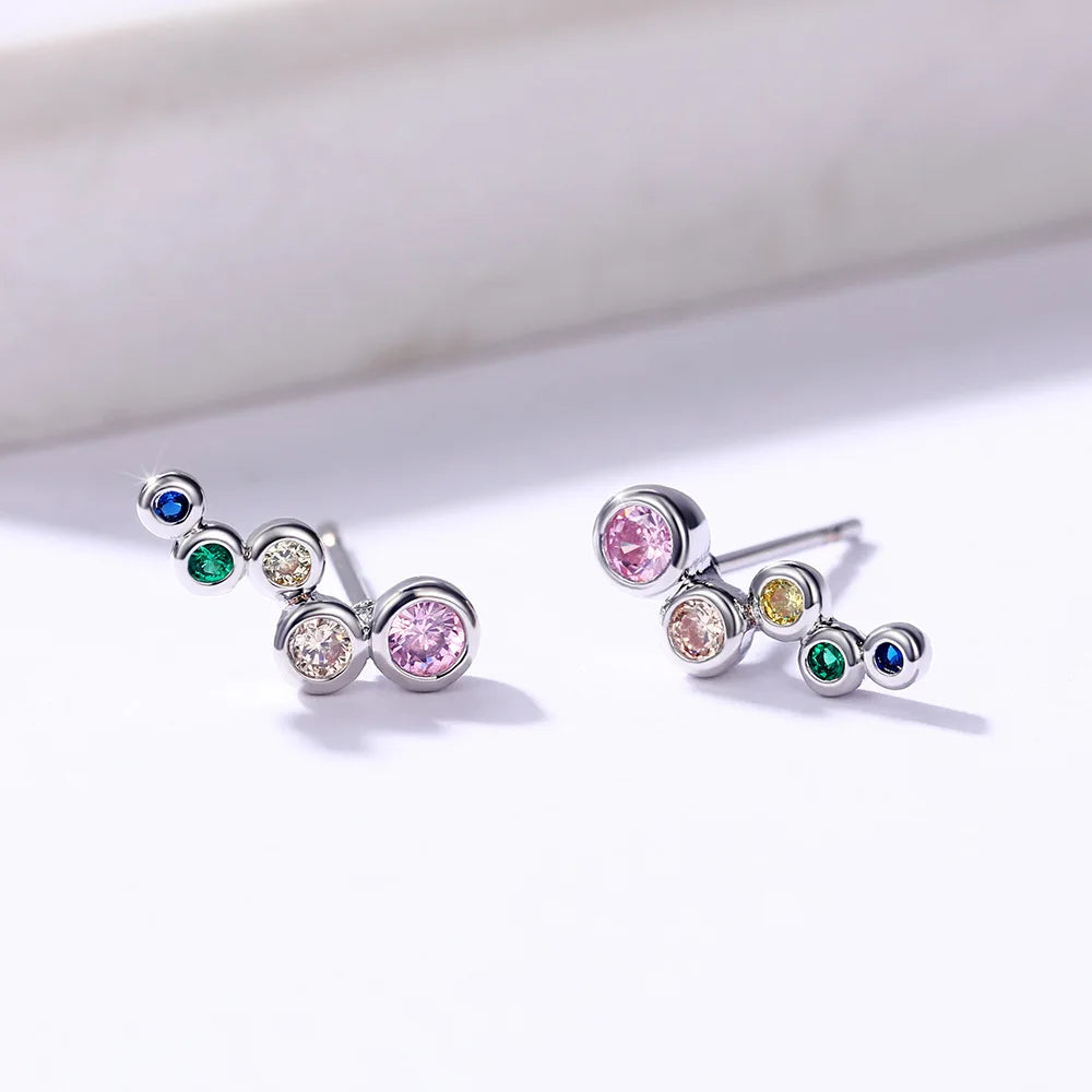 2021 Fashion Round Zircon Stud Earrings For Women 925 Silver Needle Crystal Wedding Earrings Bridal Jewelry Gift Brinco