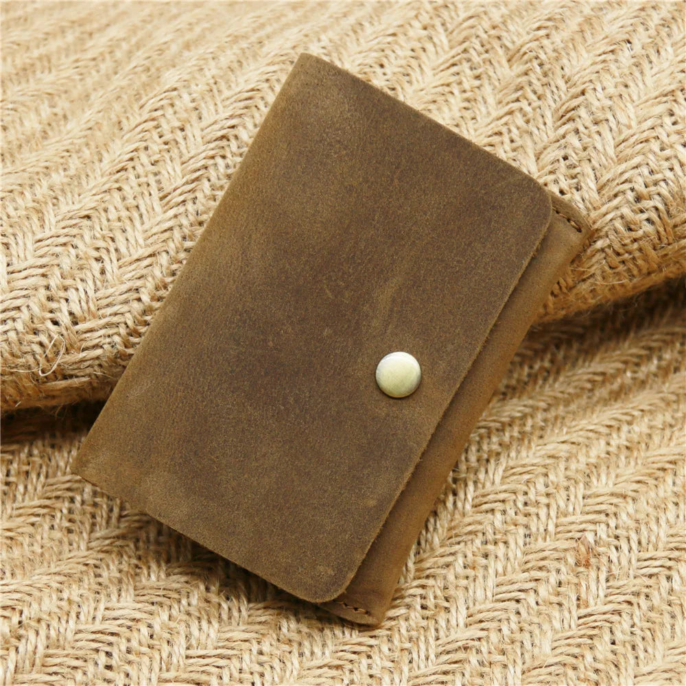 100% Genuine Leather Card Holder Wallet Minimalist 100% Cowhide Leather Wallet Men for Cards