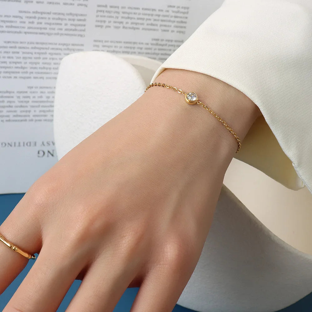 Minimalism Crystal Women Bracelets Gold Color Chain Short Small Bangles for Ladies bracelet femme Fashion Hand Jewelry