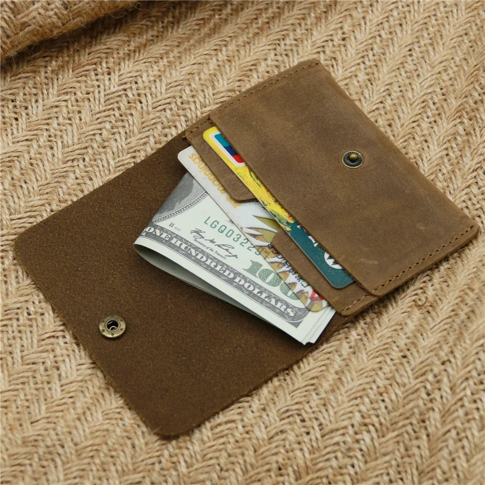 100% Genuine Leather Card Holder Wallet Minimalist 100% Cowhide Leather Wallet Men for Cards