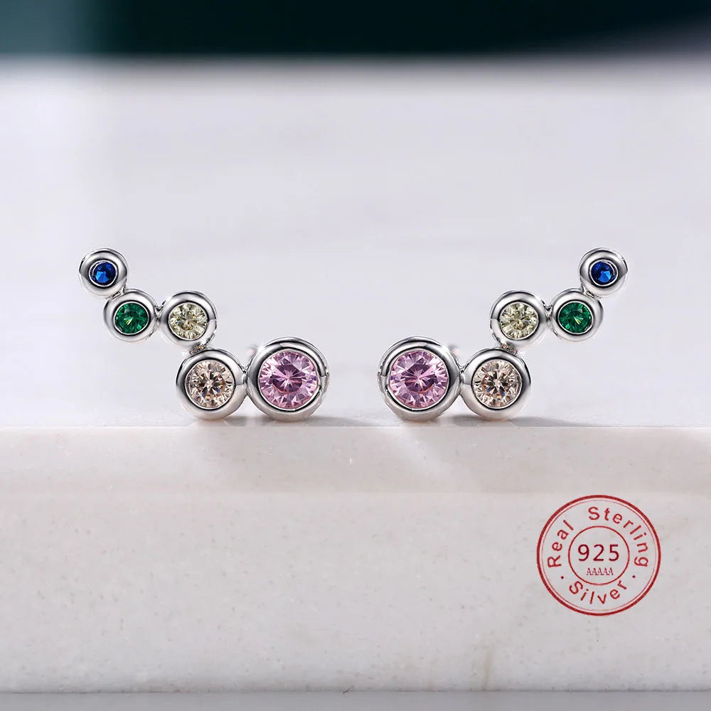 2021 Fashion Round Zircon Stud Earrings For Women 925 Silver Needle Crystal Wedding Earrings Bridal Jewelry Gift Brinco