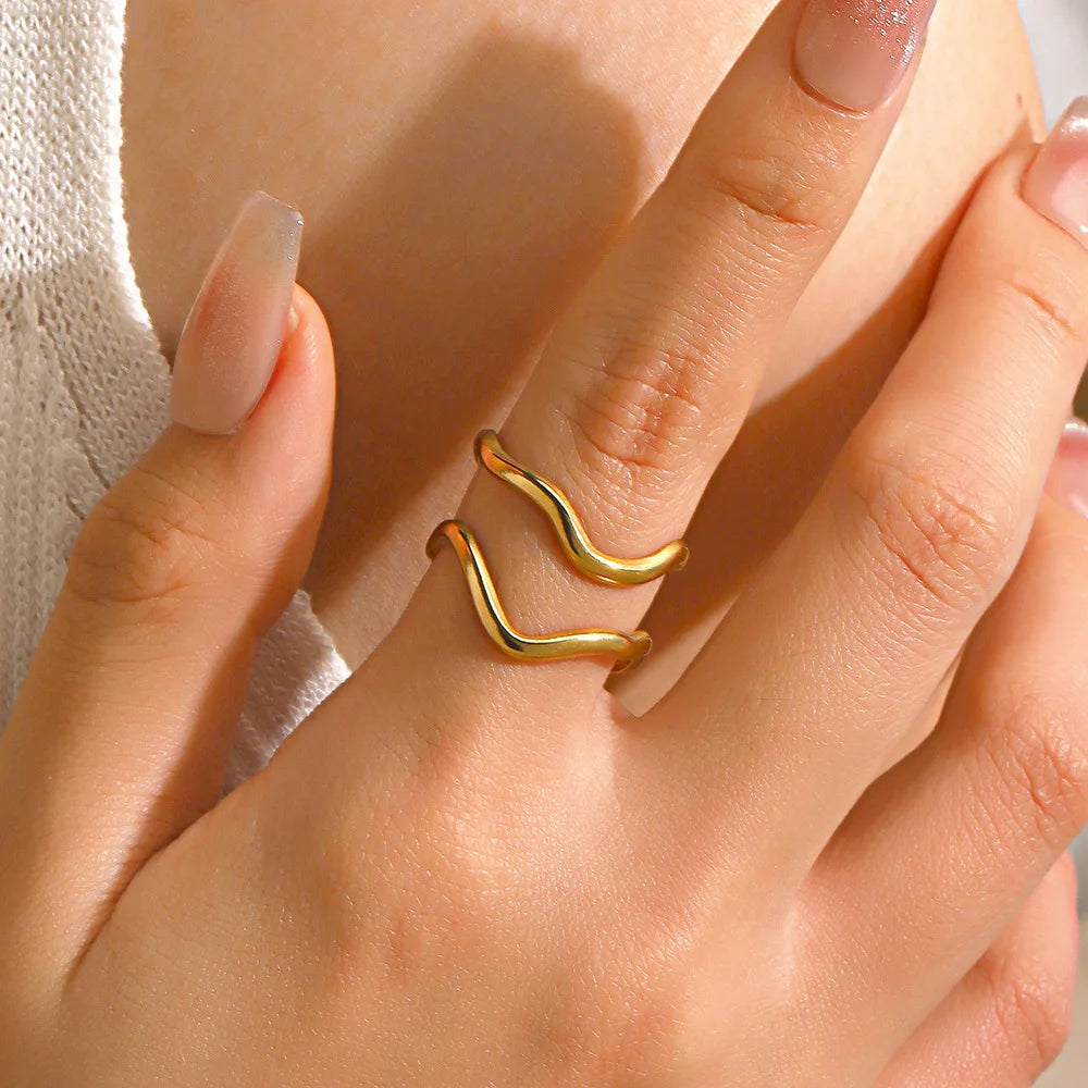 Adjustable Double Layer Ring - Minimalist Stainless Steel Jewelry, Hypoallergenic Stackable Ring, Dainty Everyday Gift for Women