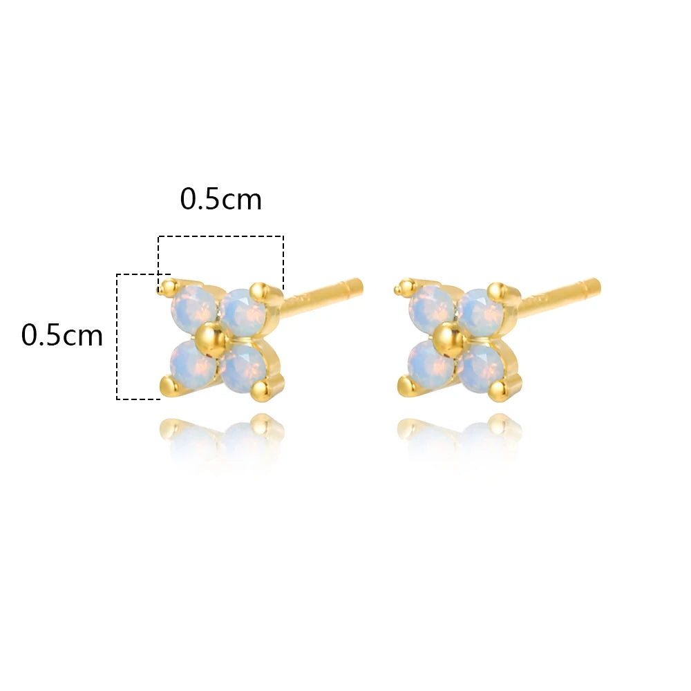 Trendy Cute Sweet Flower Zircon Stud Earring For Women Classic Shiny Stud Earrings Fashion Small Ear Female Jewelry