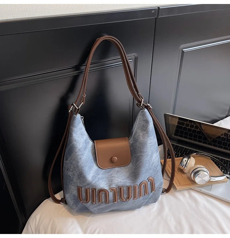 2026 Brown Suede Convertible Tote Backpack, Large Capacity 3-in-1 Work Bag, Adjustable Crossbody Shoulder Bag for Women Commute