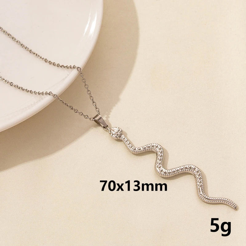 New Ladies Snake Necklace Stainless Steel Stylish Animal Pendant Necklace Statement Simple Style Fashion Women Birthday Jewelry