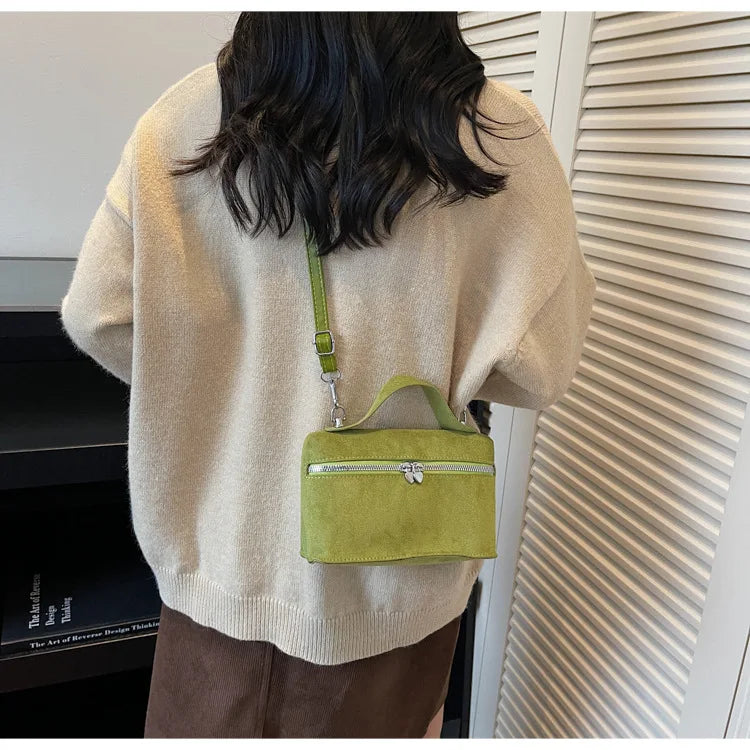 Autumn Winter Premium Suede Tote Bag Texture Simple and Versatile Crossbody Shoulder Bag Retro Vintage Stylish Lunch Box Bag