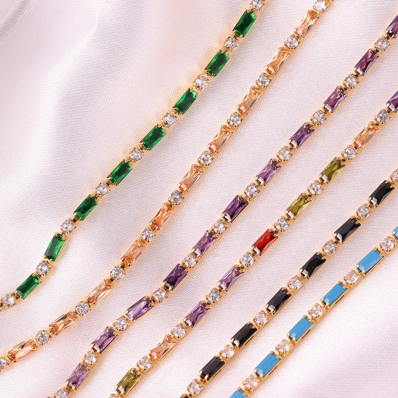 Luxury Rainbow Iced Out Zircon Tennis CZ Bracelet Women's Stretch Adjustable Bracelet Hippie Fashion Accessories Jewelry Gifts