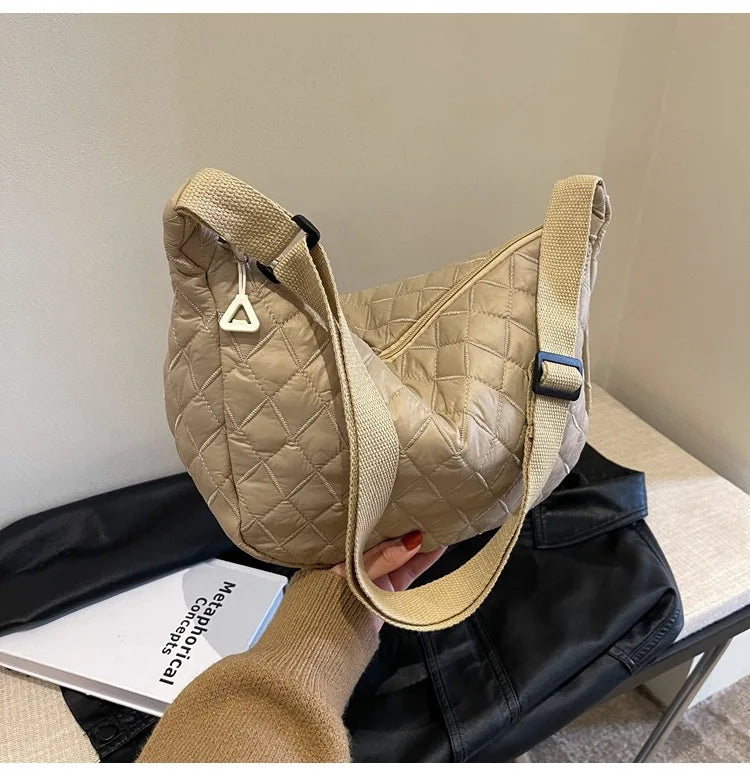 2025 Spring Grid Dumpling Bag Women Crossbody Shoulder Bag ins Design Casual Daily Use Purse