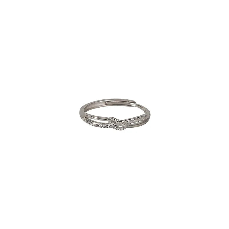 Luxury Shiny 925 Sterling Silver Zircon Twisted Frosted Adjustable Ring for Women Girl Exquisite Jewelry Accessories Colorfast