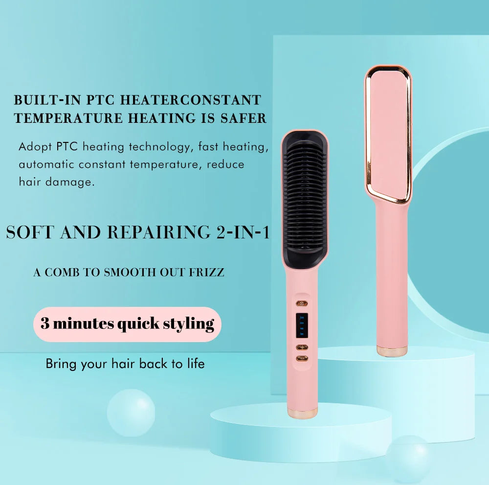 Hair Straightener Brush Electric Hot Comb Hair Straightener Hair Brushes Comb Hot Heating Comb Multifunction Hair Straightener
