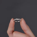 Luxury Shiny 925 Sterling Silver Zircon Twisted Frosted Adjustable Ring for Women Girl Exquisite Jewelry Accessories Colorfast