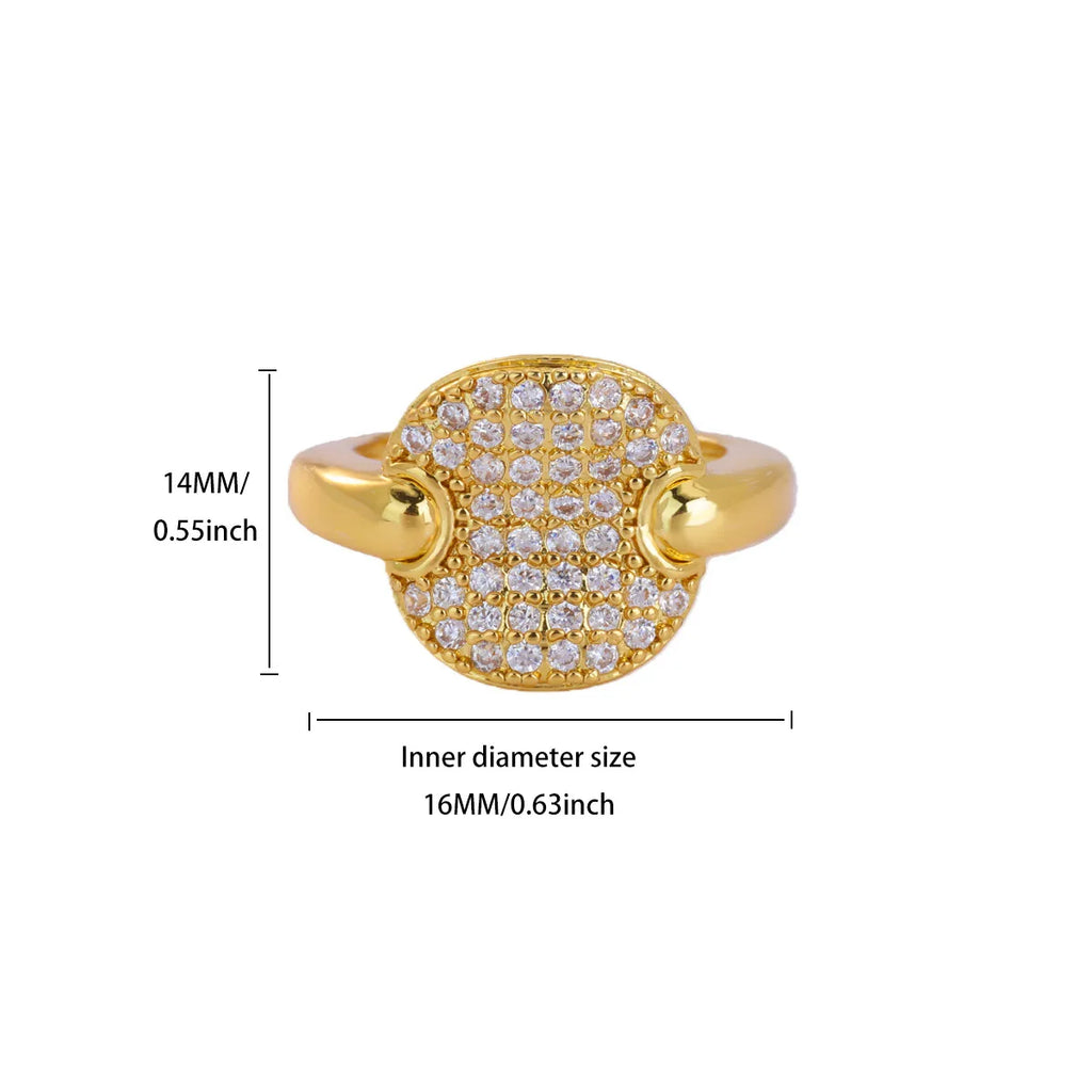 Luxurious Oval Zircon Rings For Women Girls Gold-plated Stainless Steel Ring Wedding Jewelry Elegant Party Mother's Day Gift