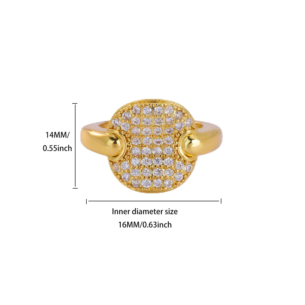 Luxurious Oval Zircon Rings For Women Girls Gold-plated Stainless Steel Ring Wedding Jewelry Elegant Party Mother's Day Gift