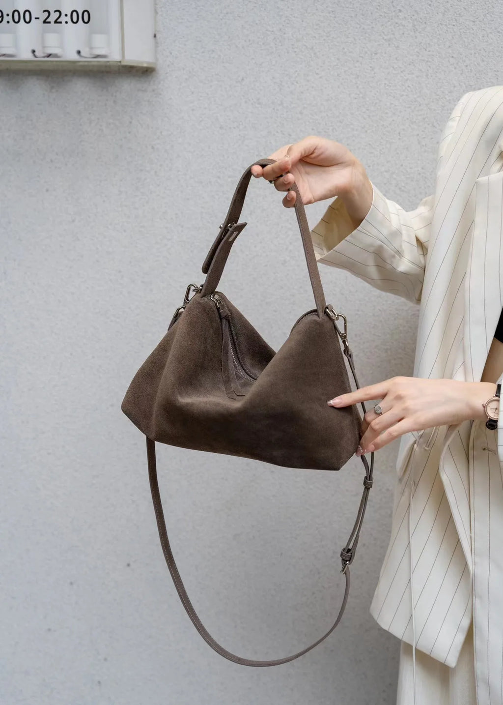 Genuine Grade Autumn Winter Big Boston Luxury Designer Tote Soft Matte Suede Leather Women Handbag Female Shoulder Crossbody Bag