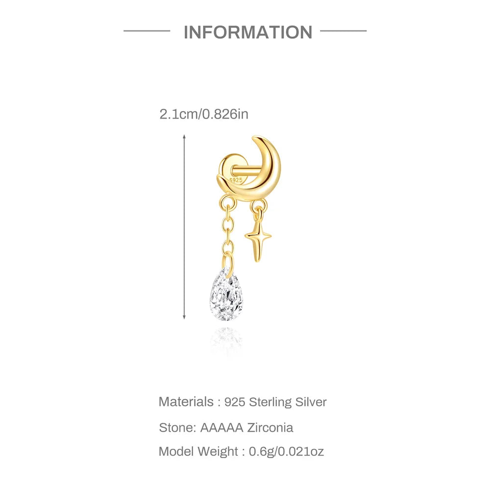 Aide 1pc 925 Sterling Silver DIY Handmake Zircon Studs For Women Flat Head Threaded Puncture Crystal Ear Bone Studs Ins Jewelry
