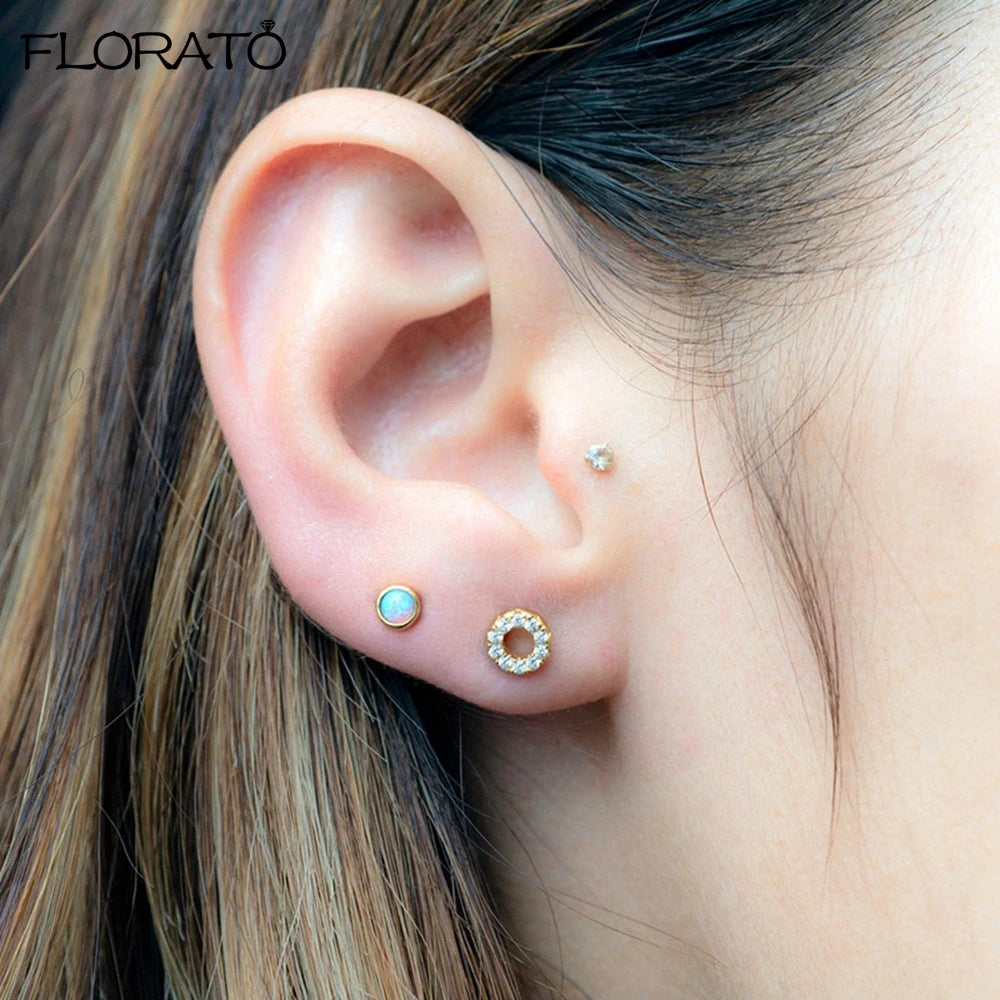 Inlaid Crystal Stud Earrings 925 Sterling Silver Ear Needle CZ Earrings For Women Fashion Popular Jewelry Exquisite Gift