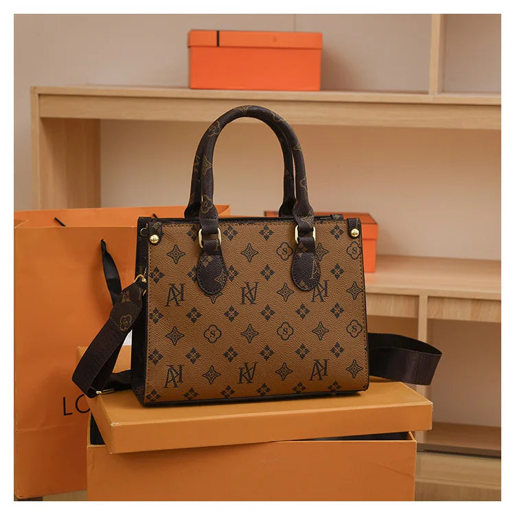 Elegant Ladies Handbag Retro Printed Crossbody Bag for Women Luxury Designer Leather Material Messenger Handbag for Travel