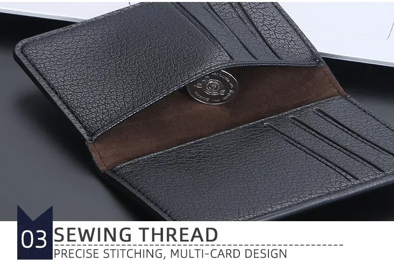 Men's Minimalist Leather Card Wallet Slim Thin Soft Purse Small Credit Card Holder Bank ID Mini Organizer for Men