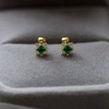 925 Sterling Silver Plating 14K Gold Exquisite Green Zircon Geometry Stud Earrings For Women Fine Jewelry