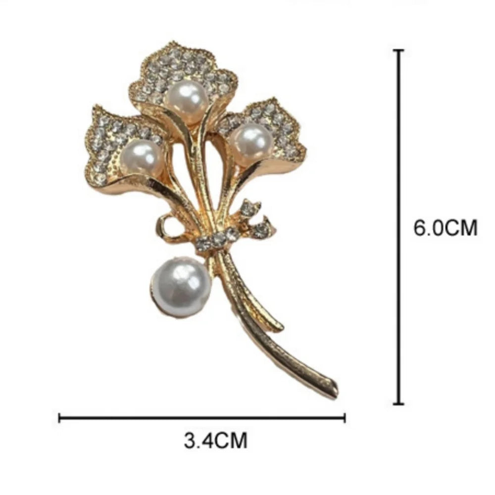 Luxury Love Heart Pearl Flower Brooch Women's Alloy Corsage Pin Tulip Flower Pins Elegant Wedding Jewelry Party Suit Accessories