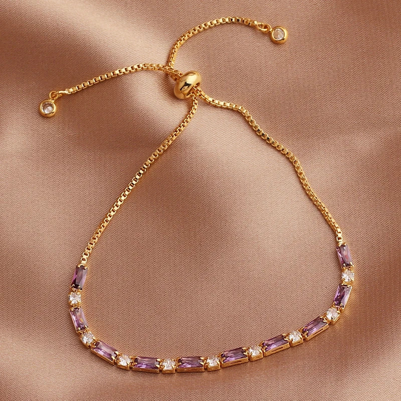 Luxury Rainbow Iced Out Zircon Tennis CZ Bracelet Women's Stretch Adjustable Bracelet Hippie Fashion Accessories Jewelry Gifts