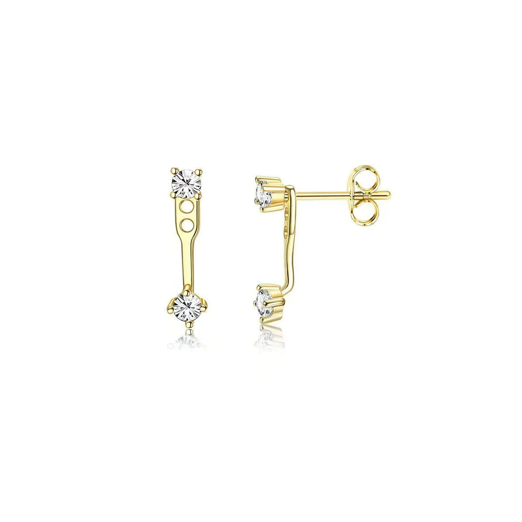 Dazzling Zircon Back Hanging Earring Stud Jackets Earrings For Women Niche Design Daily Accessories  Party Wedding Jewelry Gift