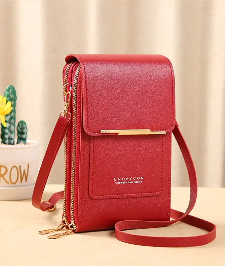 Women Crossbody Shoulder Bags Wallets Touch Screen Cell Phone Purse Soft Leather Strap Handbag for Female Luxury Messenger Bags