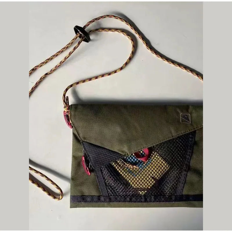 Ultra-Light Unisex Crossbody Shoulder Bag,Hollow Mesh Contrast Color Men Riding Travel Messenger Bag,Women Waterproof Sling Bag