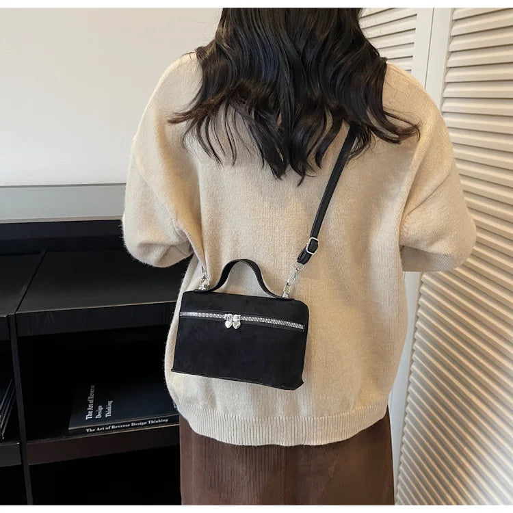 Autumn Winter Premium Suede Tote Bag Texture Simple and Versatile Crossbody Shoulder Bag Retro Vintage Stylish Lunch Box Bag