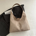 Vintage Faux Suede Tote Bags for Women Large Capacity Shoulder Ladies Underarm Bag Casual Simple Commuter Female Handbags
