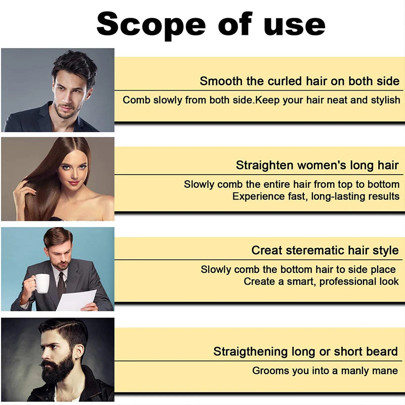 Professional Hair Straightener Multifunctional Quick Heated Men Beard Care Brush Hair Curler Brush Comb Hair Styler Tools