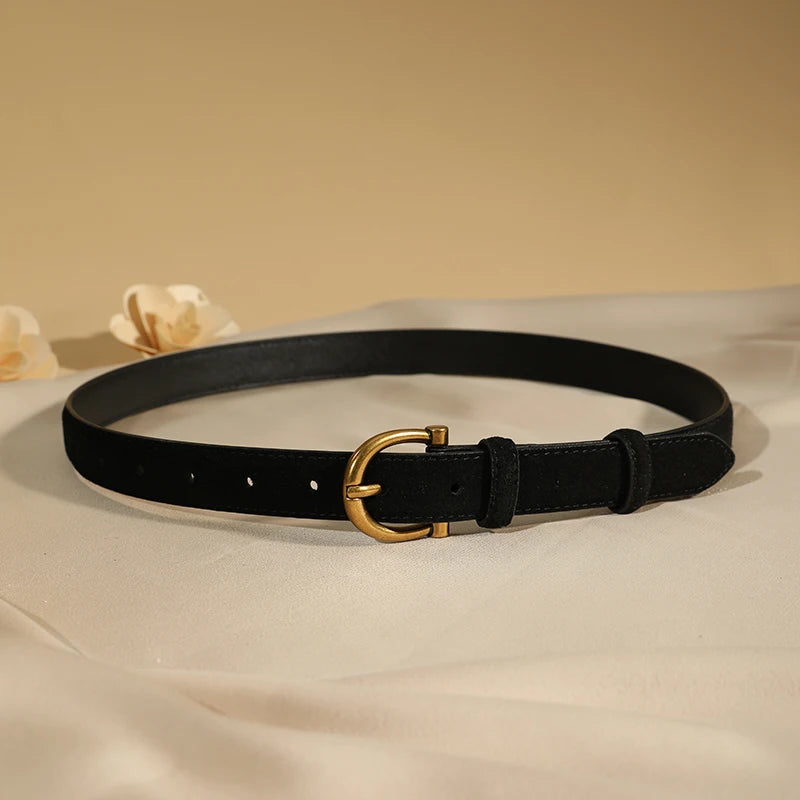 Luxury suede belt for women Stylish Leather belt Gold pin buckle Cow Leather Branded belt Clothing accessories women belt