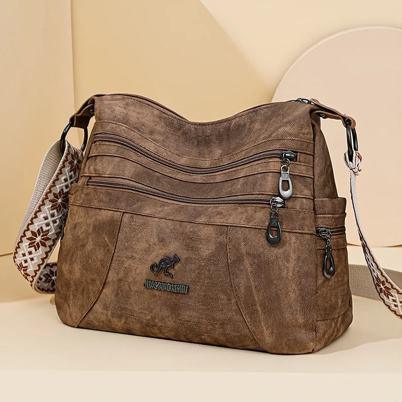 Fashion Denim Fabric Women's Crossbody Bags, Multi-layer Large Capacity Shoulder Bag, Suitable for Commuting Occasions