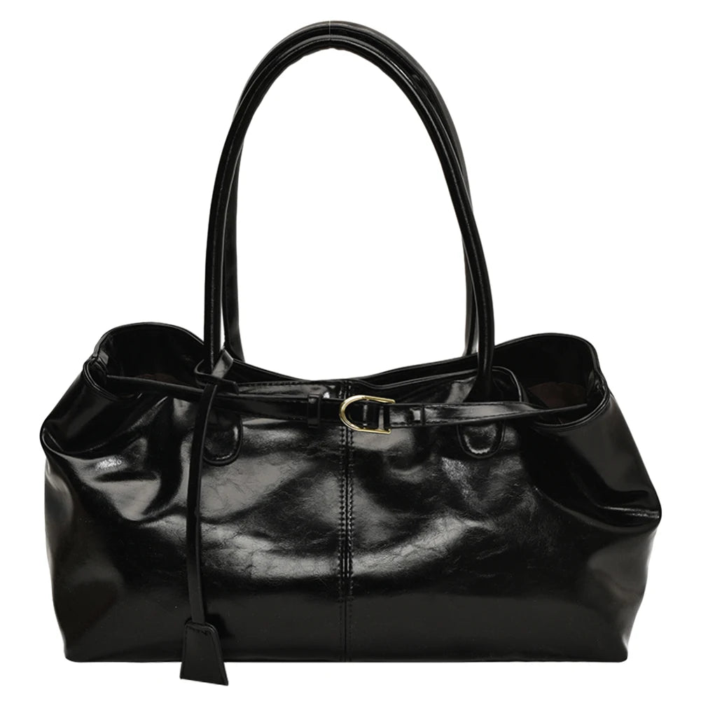 PU Leather Hobo Handbag Slouchy Shoulder Bag Fashion Work Bags Large Satchel Bag for Women Work Shopping Travel